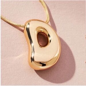 New! Gold Bubble Monogram Initial Necklace NWOT